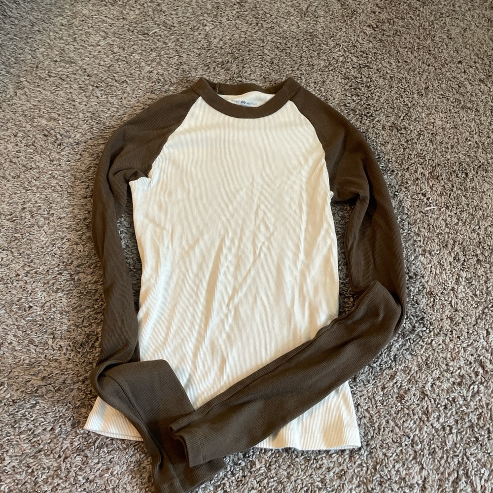 brown and cream brandy melville longsleeve